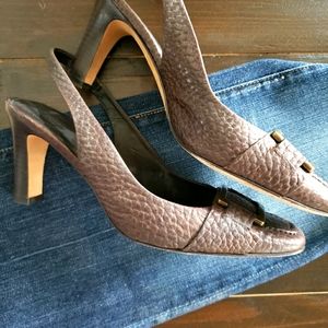 Vintage Leather Slingback Heels